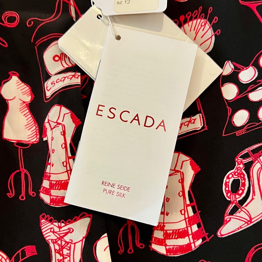 NWT ESCADA COUTURE SOPHISTICATED TWEED BOUCHE 4 PIECE RED SUIT